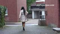 068016 Naughty Ling Takes A Long Arcing Pee From The Office Steps