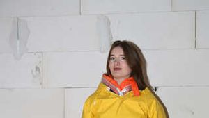 Miss J ziptied and gagged in3 layers of raingear, hard gagged and hooded