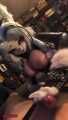 Furry vixen fox milks the slave.