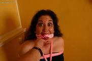 Hot Brunette Damsel Chair Tied