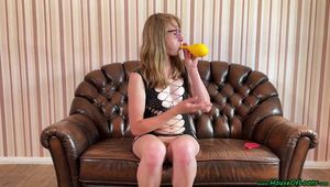 Blow2Pop yellow U16 while rub on pussy and play with tits