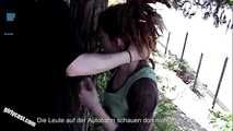 Homeless couple persuaded with money - German subtitles