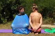 Dana & Ketrin  - Dana joins to her former captive, both are ball tied and trash bag packed