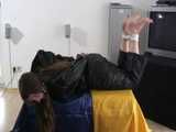 Get 3 classic archive videos with Katharina bound and gagged in shiny nylon rainwear
