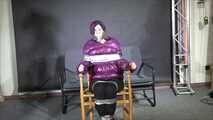 Rachel Adams caught, bound and gagged in a shiny nylon Downjacket