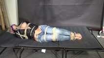 Alice bound, gagged and vibed in a shiny nylon Windbreaker. She enjoyed it :)