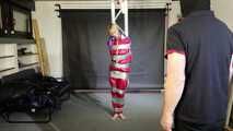Myxxxy bound and gagged in shiny nylon Rainwear