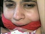 18 Yr OLD LATINA ZARR TAPES UP, STUFFS HER MOUTH, CLEAVE GAGS, & HANDCUFFS HERSELF TO A BRASS BED (D51-17)