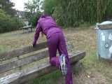 Get a Video with Sandra riding her bike enjoying her shiny nylon Rainwear