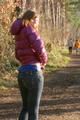 Alina during her walk on the sea wearing sexy shiny nylon down jacket and a shiny nylon shorts under her jeans (Pics)