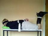 Hogtied on the table