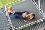 Stella hogtied on stair PICS