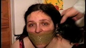 24 Yr OLD CRAFTIER GETS MOUTH STUFFED, HANDGAGGED, CLEAVE GAGGED, GAG TALKING, BAREFOOT, FOOT AND TOE-TIED WITH PLASTIC CABLE TIES (D73-9)