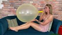 Blow2pop yellow CUSTOM LONGNECK balloon with mouthpiece
