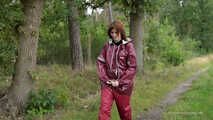 Miss Petra takes a walk in an AGU rain suit and rubber boots