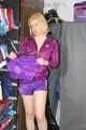 Pia enjoying a cupboard full of shiny nylon clothes trying on purple shiny nylon shorts and rain jacket (Pics)