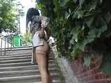 016079 Eve Takes A Pee In The Stairway Drain Channel