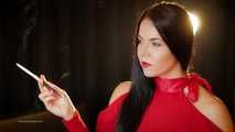 Seductive woman Tanya adores smoking a 120mm cigarette with a holder
