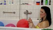 taking a bath with balloons [nails, scissors lighter]