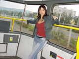 Flashing my tits and pussy on the tram