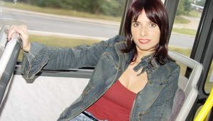 Flashing my tits and pussy on the tram