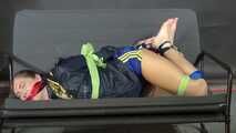 Rachel Adams Scarfbound and gagged in shiny Shorts. A custom Videos appetizer for a special customer.