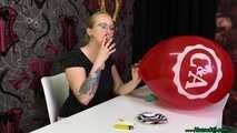 Blow2Pop red "C&A" balloon while smoking