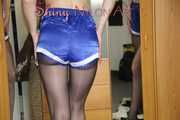 ***NEW MODELL RONJA*** wearing several shiny nylon shorts 2/2