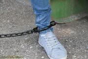 Cuffed to a heavy container