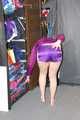 Pia enjoying a cupboard full of shiny nylon clothes trying on purple shiny nylon shorts and rain jacket (Pics)