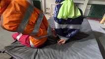 Myxxxy and Aiyana tied and gagged in shiny nylon Rainwear