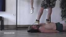 Bonnie Dolce and her boyfriend trample the slave together!