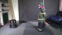 Myxxxy bound gagged and vibed in shiny nylon Rainwear and finally suspended