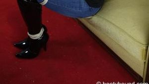 Maria tied up on the sofa PICS