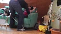 Lisa roped on couch 1/2