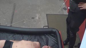 Slave swallows piss but sticks like a vacuum cleaner on pussy 