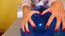 red fingernail popping of seven balloons