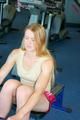Katharina and Jenny during their workout in the fitness center wearing sexy shiny nylon shorts and tops (Pics)