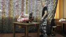 Bound1@Feringapark - Xtreme Reverse Prayer Hogtie for Little Red Girl