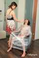 Anni Bay and Dakota - wrapped to the armchair