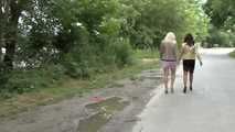 032049 Sam & Carmen Pee Into A Roadside Puddle