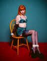 Amber in Vintage Lingerie Chairtied
