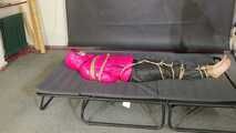 A custom Video with Myxxxy bound, gagged and vibed in a shiny nylon downjacket