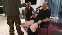 I am Lady Viktoria Wolf, and my new slave—the once-smug businessman—is still sitting bound to the metal chair. Part 4