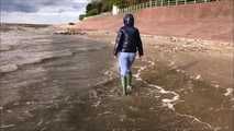 Rubber boot mistress at the North Sea beach for my welliefans