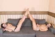 Kelly self cuffed next to Bekki