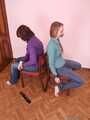 Alexa and Catt - Dominant lover tied adorable Alexa and Catt to the chairs