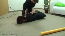 Hot girl hogtied in Lycra