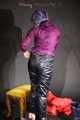 Sexy MARA trying on several shiny nylon rain jackets and pants and posing for you (Pics)