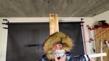 Lana tied and gagged in a shiny nylon Downjacket